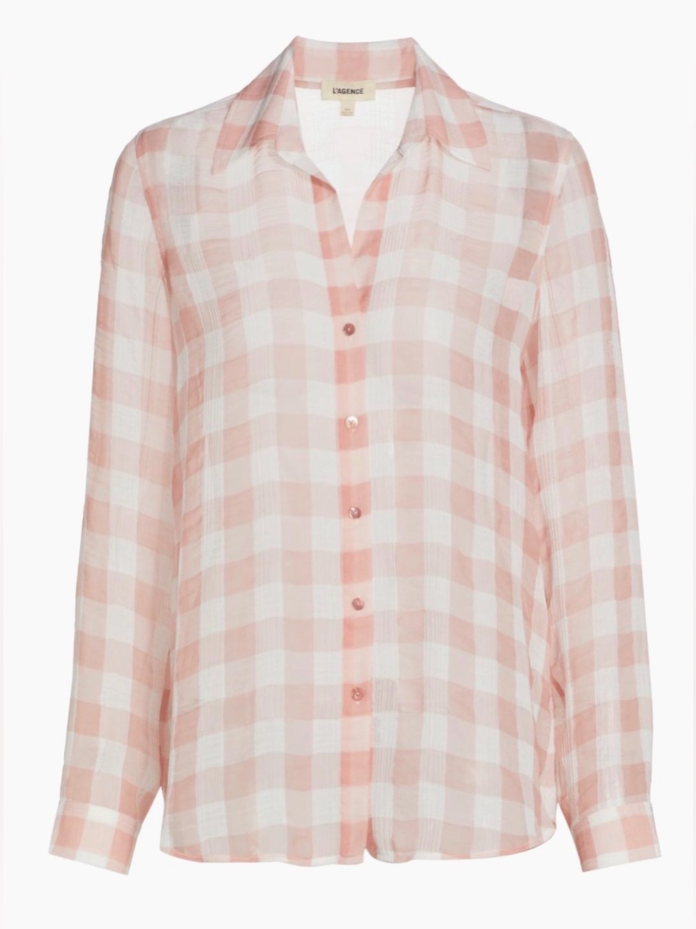 L'AGENCE Argo Blouse Petal Ivory Pink White Button Down - Size Small